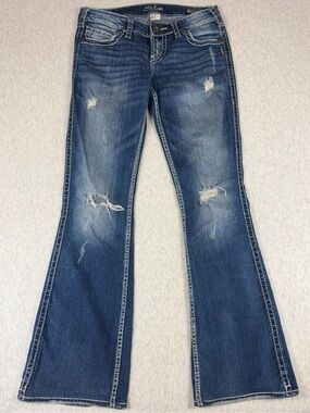 Silver Jeans Twisted Bootcut Distressed Low Rise Jeans Women’s 26 Y2K Western